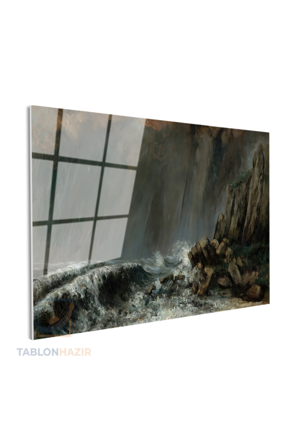 Yatay Cam Tablo Salon Duvar Tablosu Yatay Cam Firtinalideniz Yeni Ev Hediyesi Ofis Tablosu