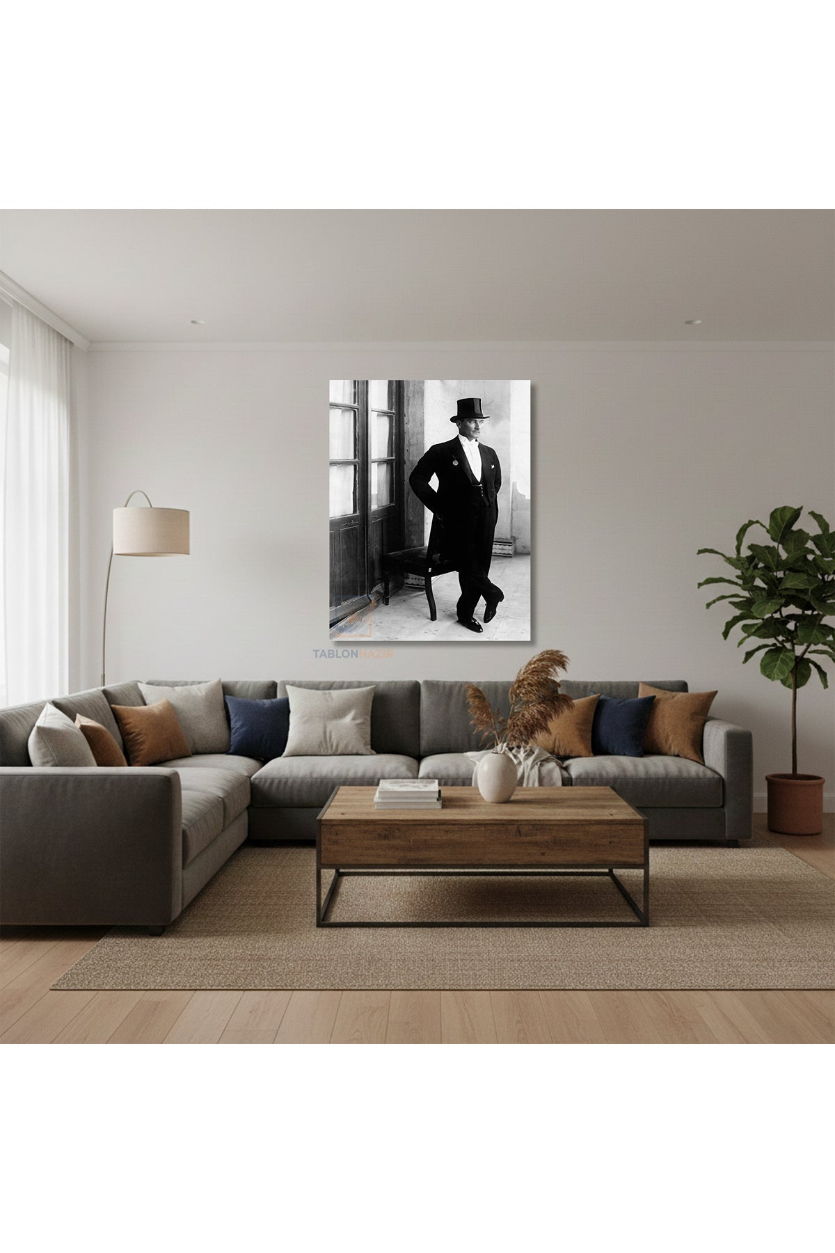 Dikey Kanvas Tablo Salon Duvar Tablosu Kanvas Atatürk 005 Yeni Ev Hediyesi Ofis Tablosu