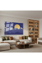 Yatay Cam Tablo Salon Duvar Tablosu Yatay Cam Mavidalgalar Yeni Ev Hediyesi Ofis Tablosu