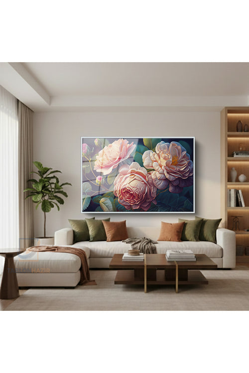 Çerçeveli Yatay Cam Tablo Salon Duvar Tablosu Yatay Cam Acanguller Yeni Ev Hediyesi Ofis Tablosu