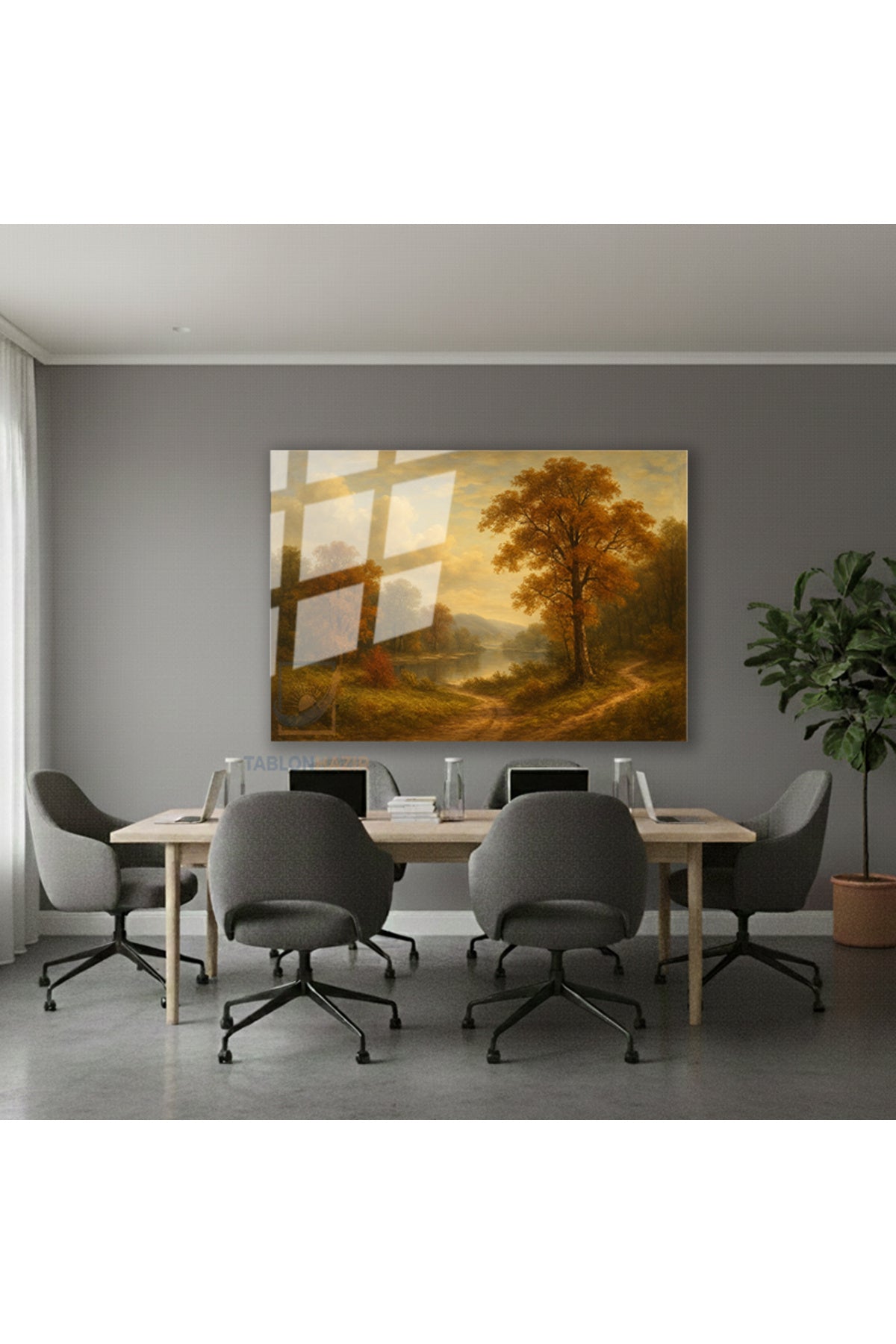 Yatay Cam Tablo Salon Duvar Tablosu Yatay Cam Klasik Manzara Cizimi Yeni Ev Hediyesi Ofis Tablosu