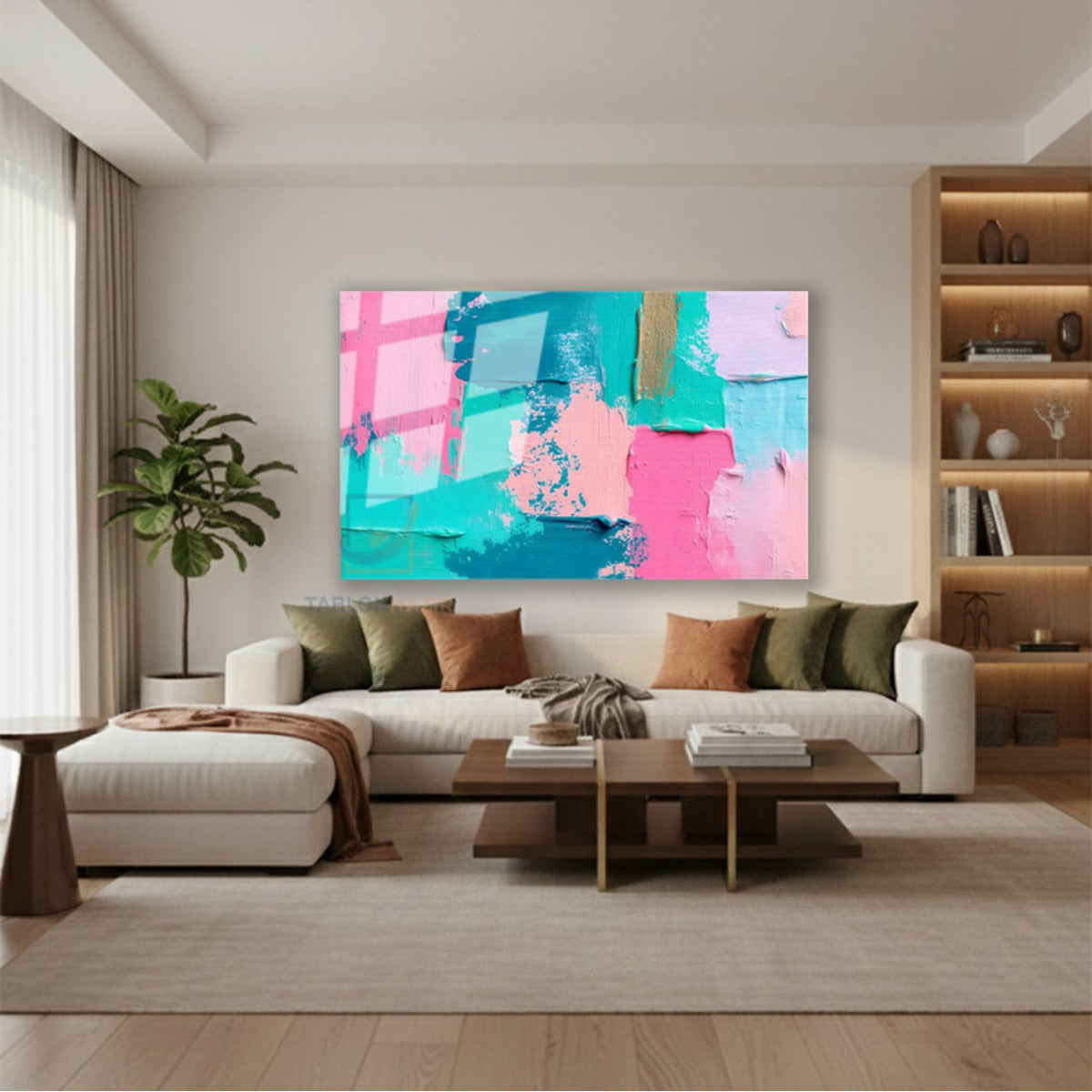 Yatay Cam Tablo Salon Duvar Tablosu Yatay Cam Renklifircadarbeleri Yeni Ev Hediyesi Ofis Tablosu