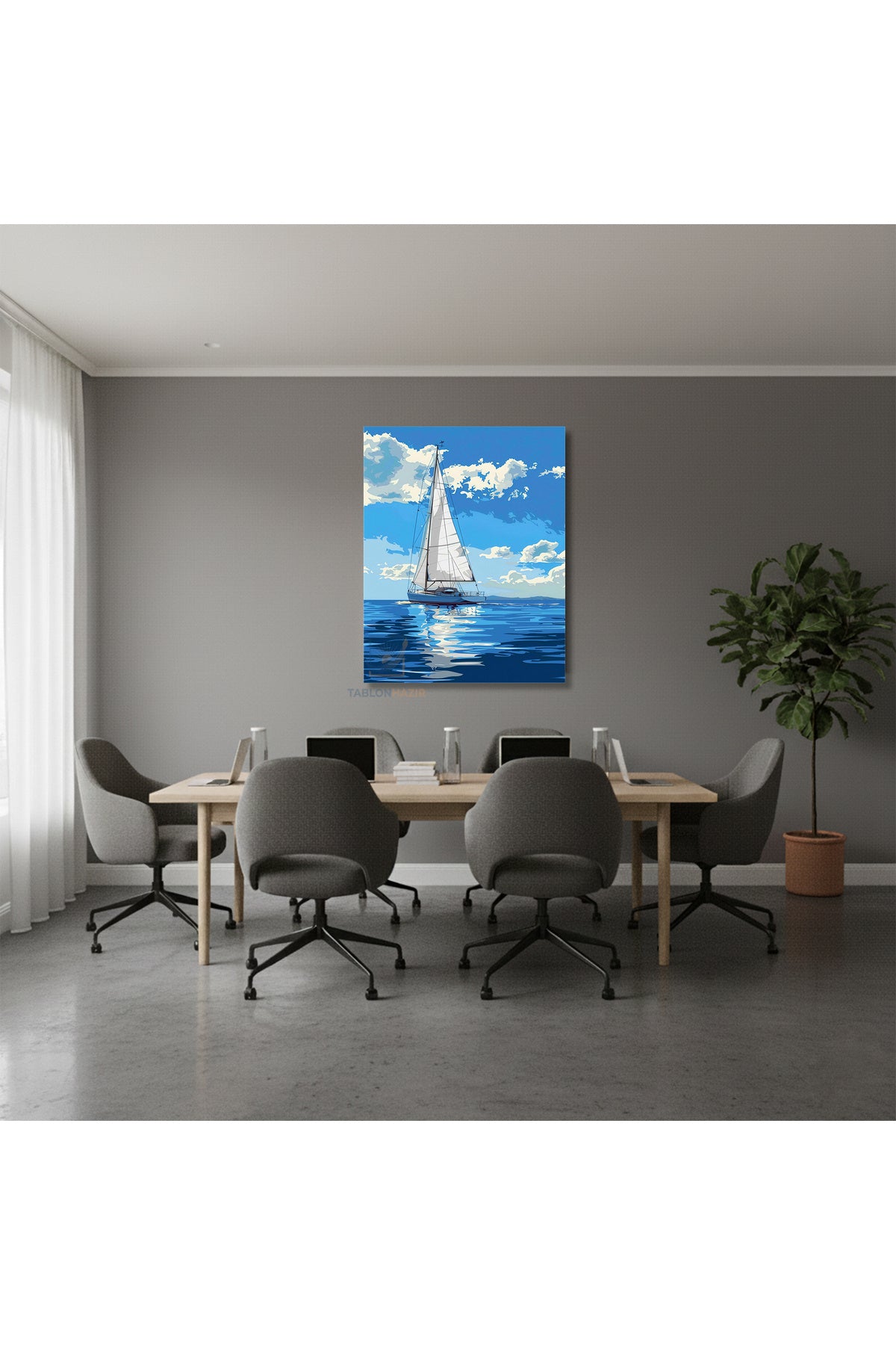 Dikey Kanvas Tablo Salon Duvar Tablosu Deniz Ve Yelken Yeni Ev Hediyesi Ofis Tablosu