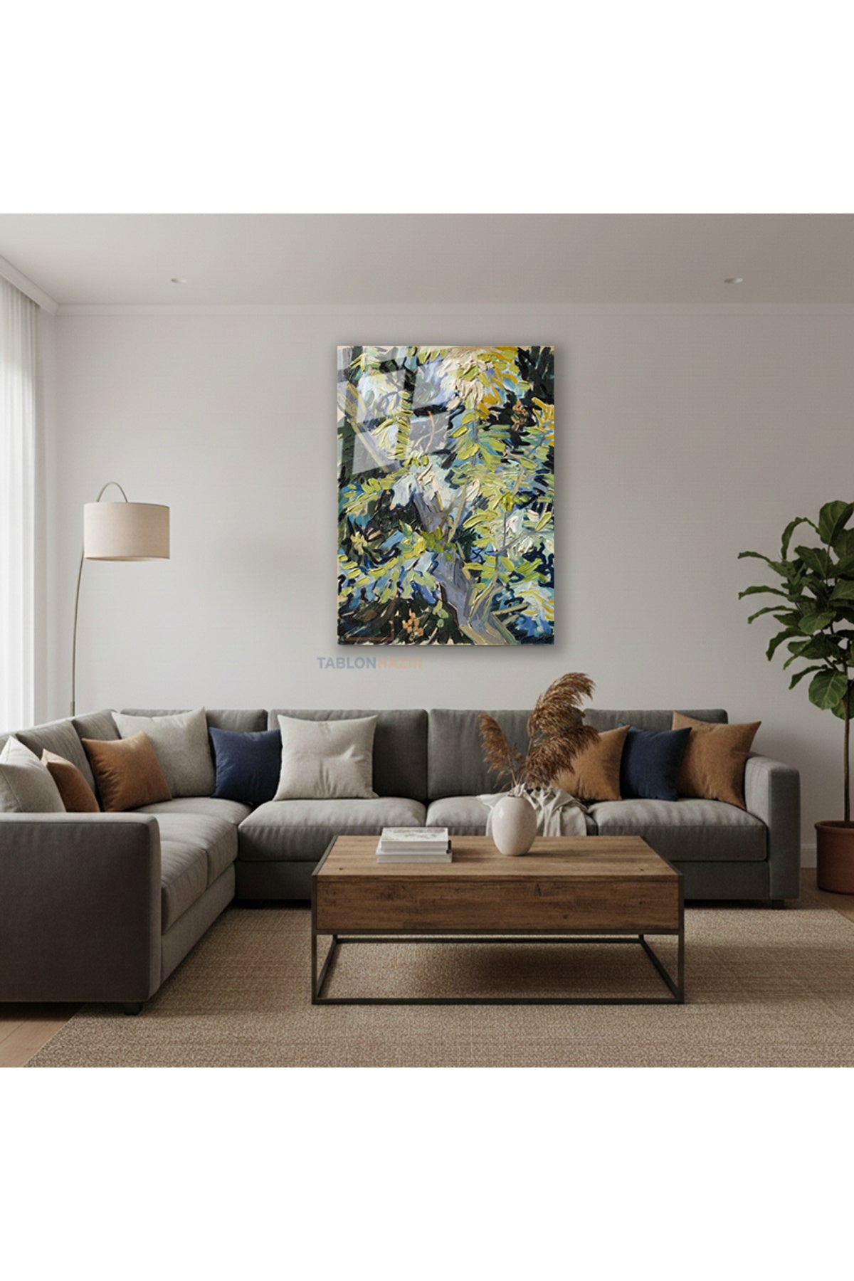 Dikey Cam Tablo Salon Duvar Tablosu Dikey Cam Vangogh 45 Yeni Ev Hediyesi Ofis Tablosu