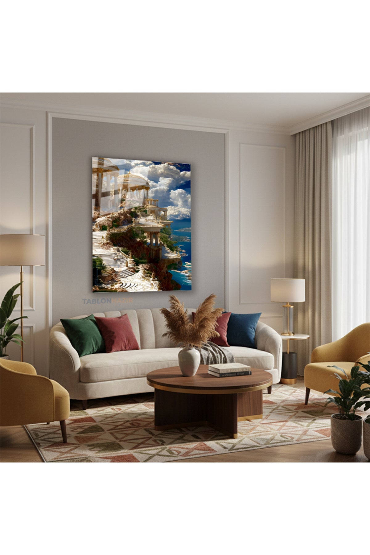 Dikey Cam Tablo Salon Duvar Tablosu Dikey Cam Cam Antik Sehir Manzara Yeni Ev Hediyesi Ofis Tablosu