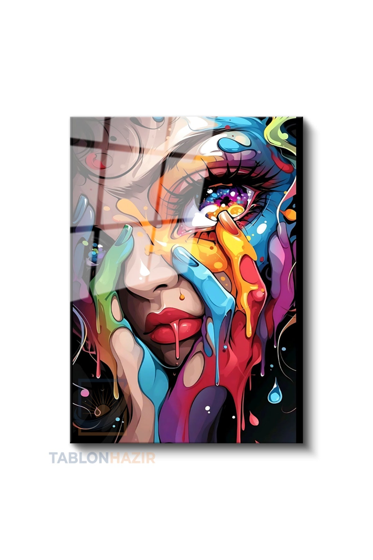 Dikey Cam Tablo Salon Duvar Tablosu Dikey Cam Renkligöz Yeni Ev Hediyesi Ofis Tablosu