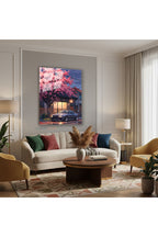 Dikey Cam Tablo Salon Duvar Tablosu Dikey Cam Kirazagacıaraba Yeni Ev Hediyesi Ofis Tablosu