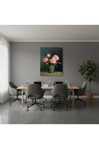 Dikey Kanvas Tablo Salon Duvar Tablosu Vazoda Pembe Guller Yeni Ev Hediyesi Ofis Tablosu