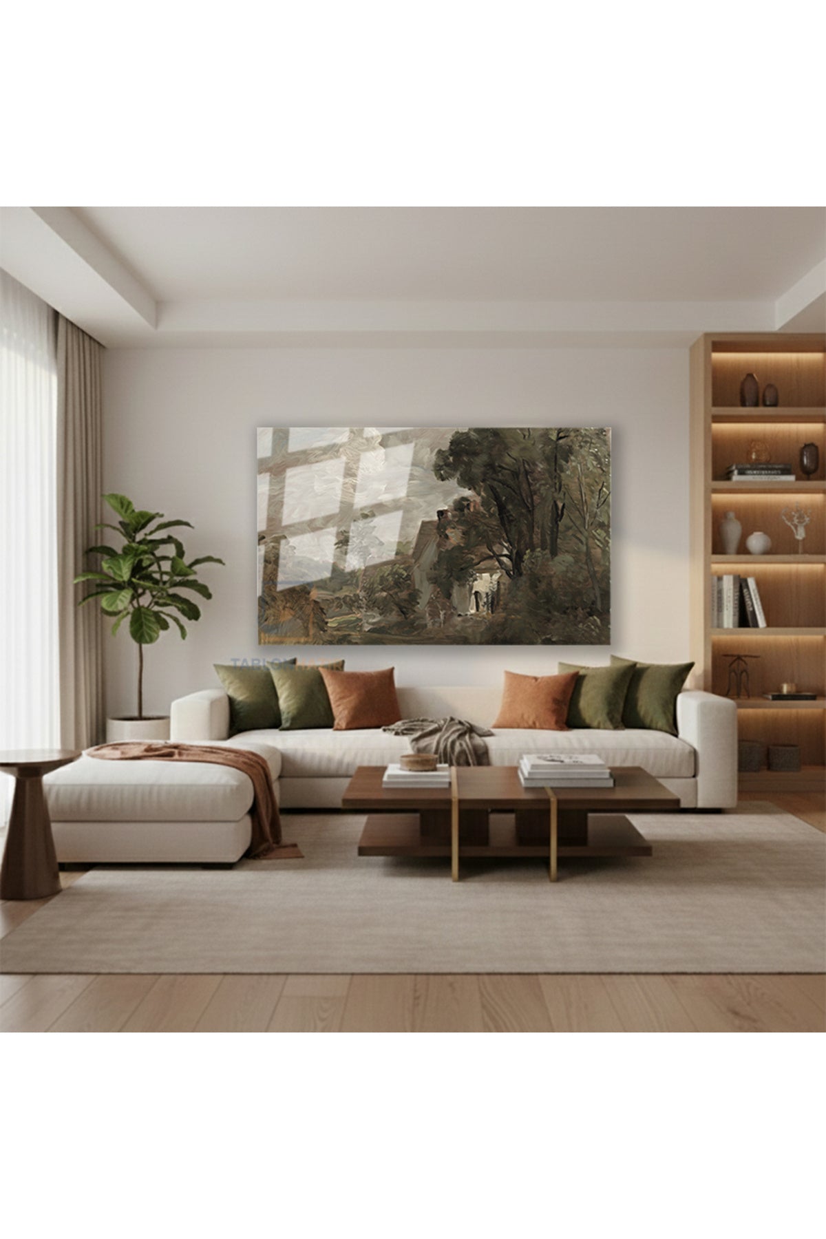 Yatay Cam Tablo Salon Duvar Tablosu Yatay Cam Klasik Manzara 5 Yeni Ev Hediyesi Ofis Tablosu