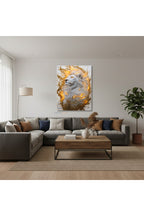 Dikey Kanvas Tablo Salon Duvar Tablosu Beyaz Aslan Yeni Ev Hediyesi Ofis Tablosu