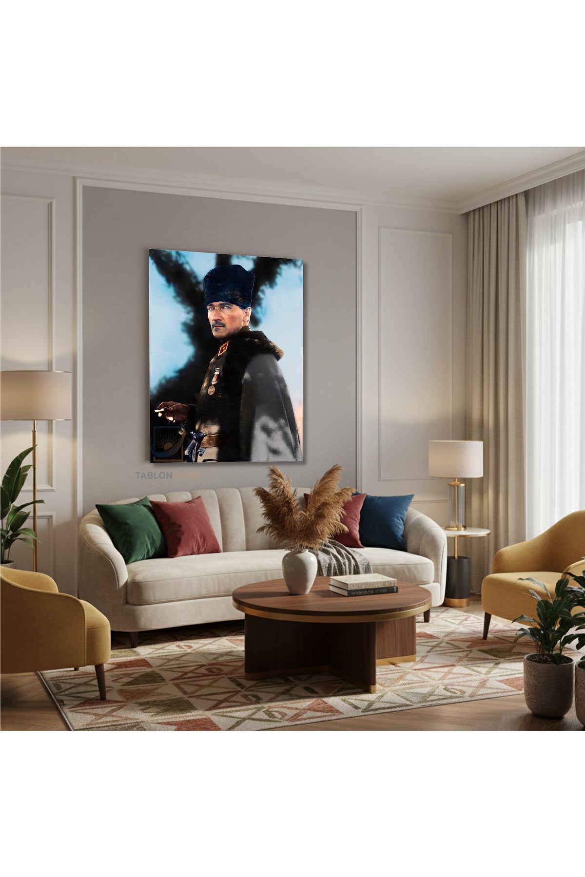 Dikey Kanvas Tablo Salon Duvar Tablosu Kanvas Atatürk 012 Yeni Ev Hediyesi Ofis Tablosu