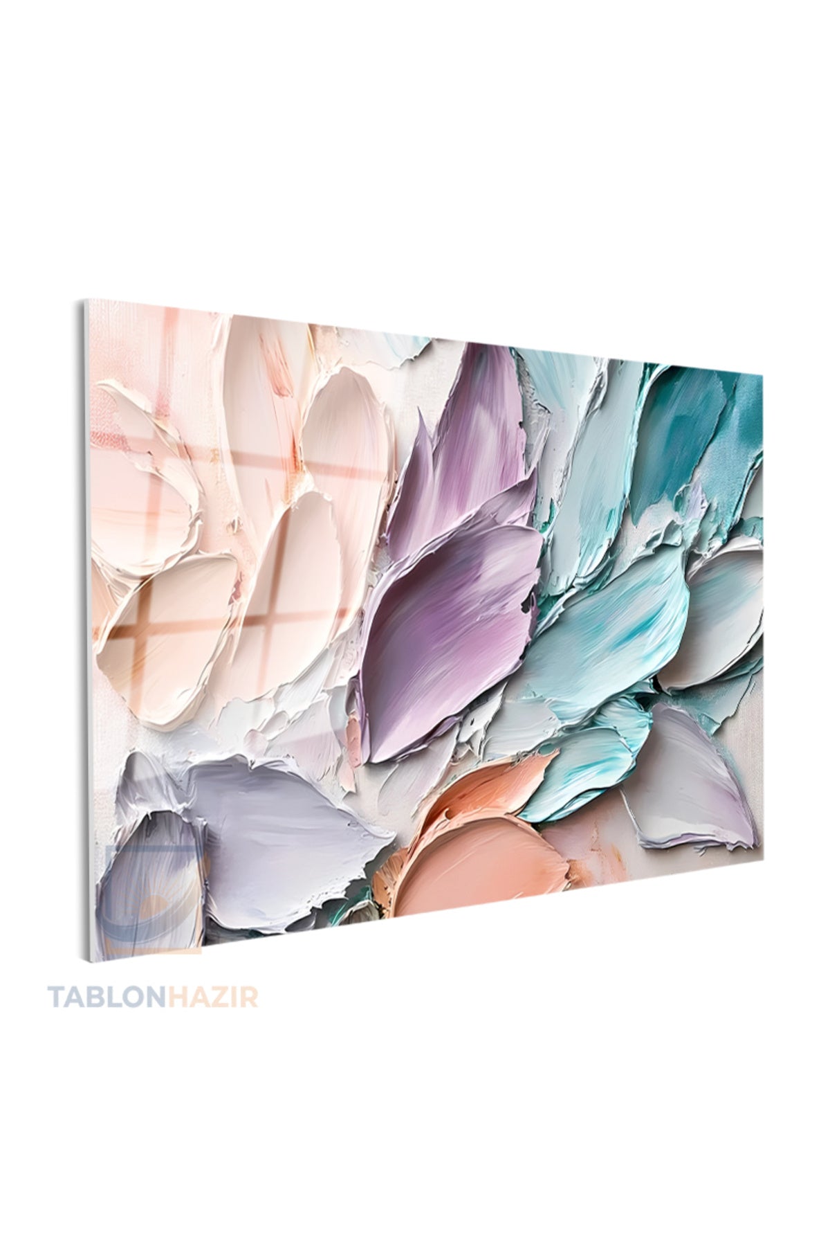 Yatay Cam Tablo Salon Duvar Tablosu Yatay Cam Boya Pastel Soyut Yeni Ev Hediyesi Ofis Tablosu