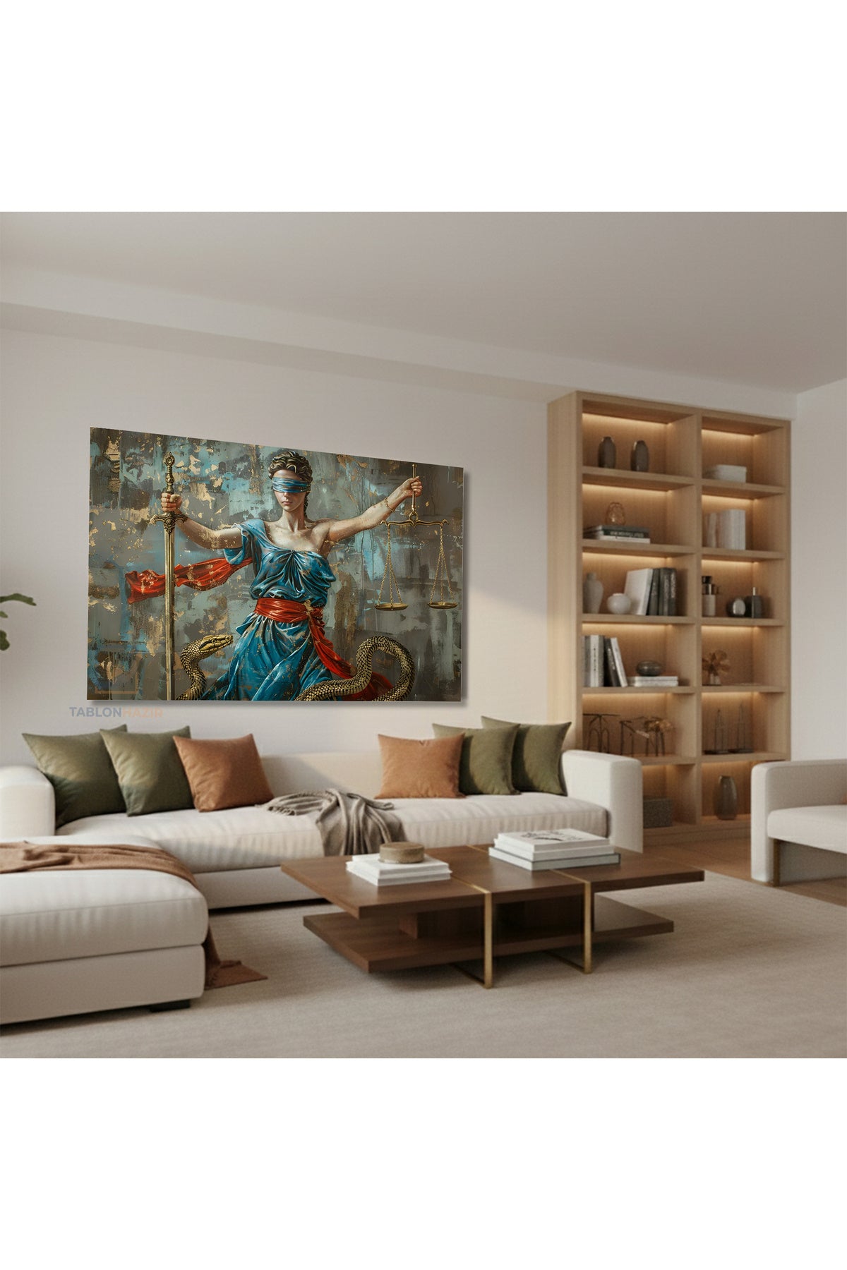 Yatay Kanvas Duvar Tablosu Hukuk Tablosu Kilic Salon Tablosu Ofis Tablosu Ev Hediyesi Dekorasyon