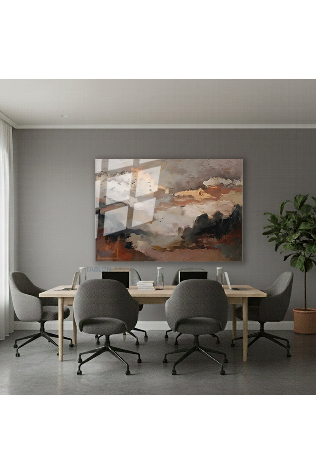 Yatay Cam Tablo Salon Duvar Tablosu Yatay Cam Soyutmanzara5 Yeni Ev Hediyesi Ofis Tablosu