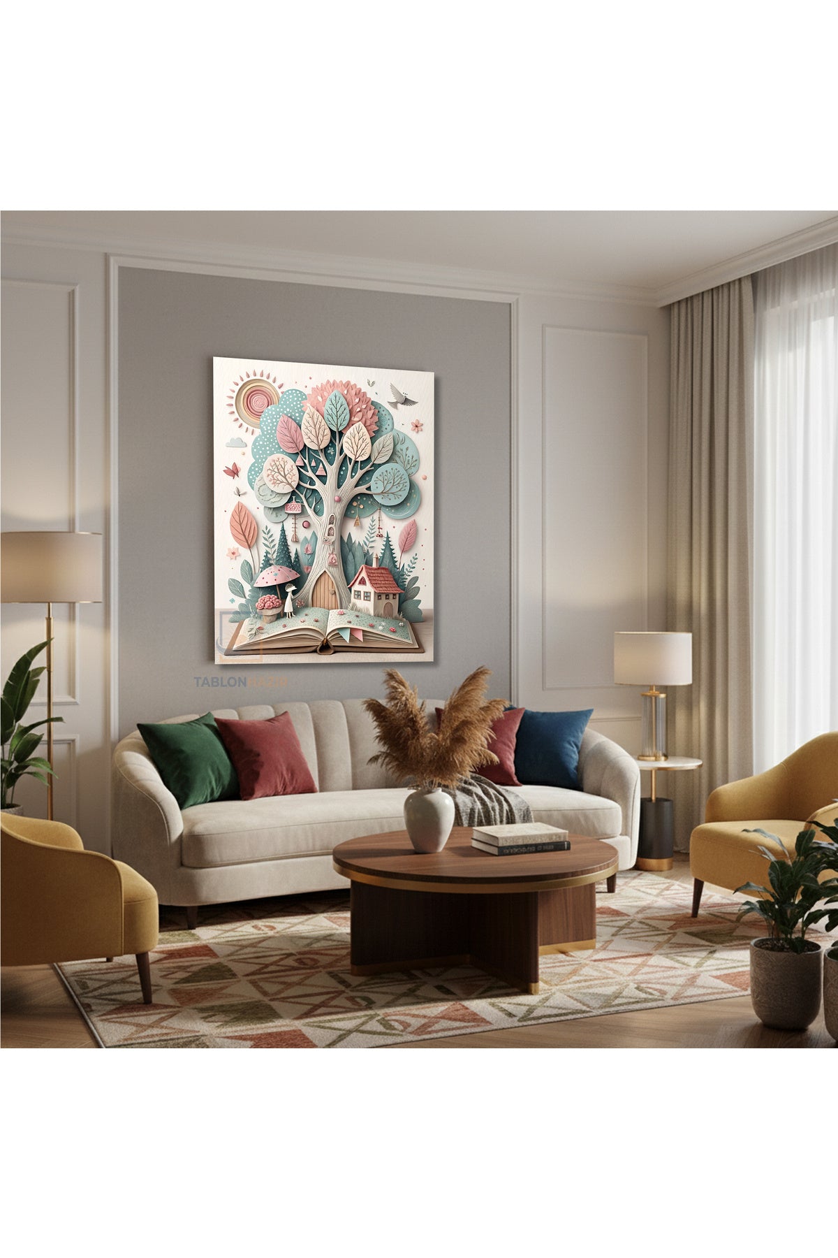 Dikey Kanvas Tablo Salon Duvar Tablosu Kitap Dünyasi Yeni Ev Hediyesi Ofis Tablosu