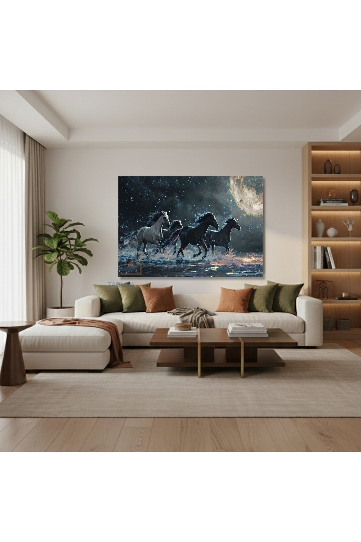 Yatay Kanvas Duvar Tablosu Kingdom Of Horses Pins Salon Tablosu Ofis Tablosu Ev Hediyesi Dekorasyon