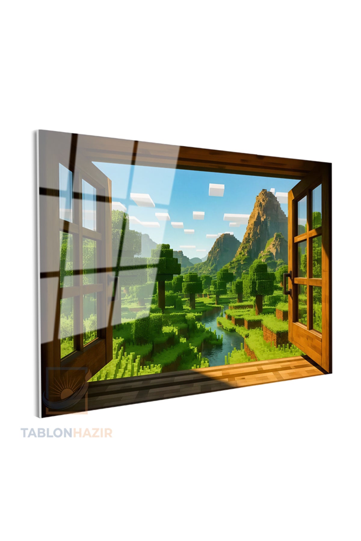 Yatay Cam Tablo Salon Duvar Tablosu Yatay Cam Piksel Pencere Manzara Yeni Ev Hediyesi Ofis Tablosu