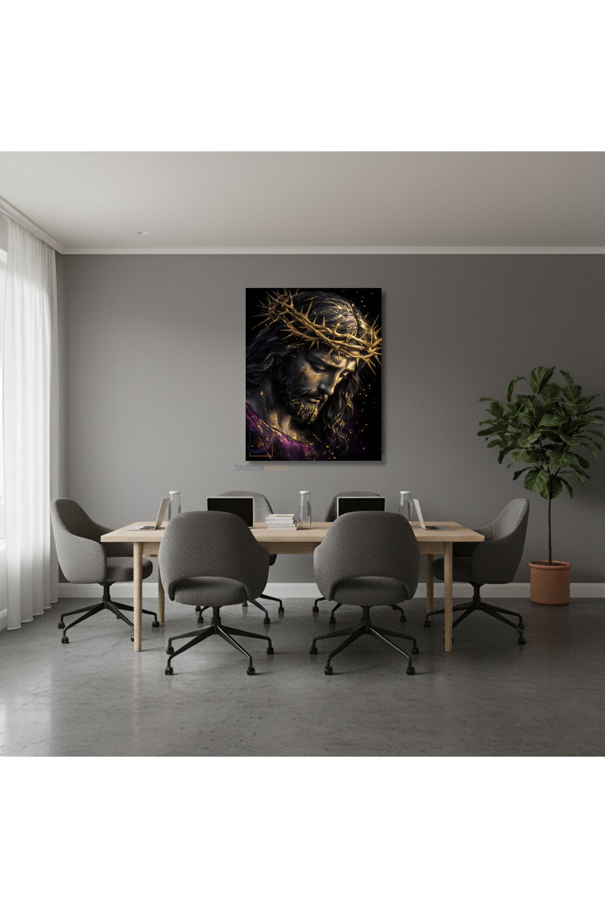 Dikey Kanvas Tablo Salon Duvar Tablosu Isa Soyut Tasarım Yeni Ev Hediyesi Ofis Tablosu