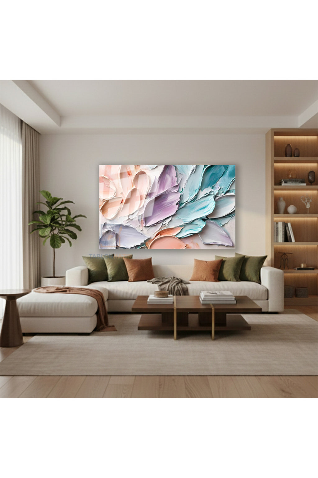 Yatay Cam Tablo Salon Duvar Tablosu Yatay Cam Boya Pastel Soyut Yeni Ev Hediyesi Ofis Tablosu