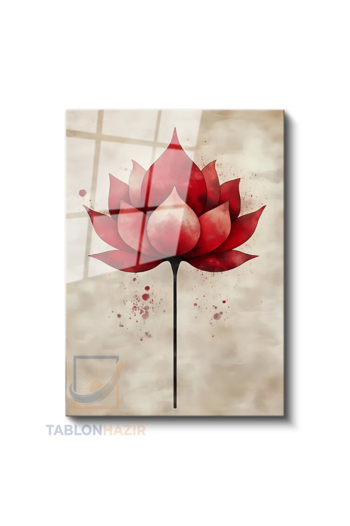 Dikey Cam Tablo Salon Duvar Tablosu Dikey Cam Kirmizi Cicek Yeni Ev Hediyesi Ofis Tablosu