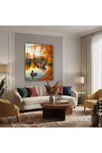 Dikey Cam Tablo Salon Duvar Tablosu Dikey Cam Goldeki Ordekler Yeni Ev Hediyesi Ofis Tablosu