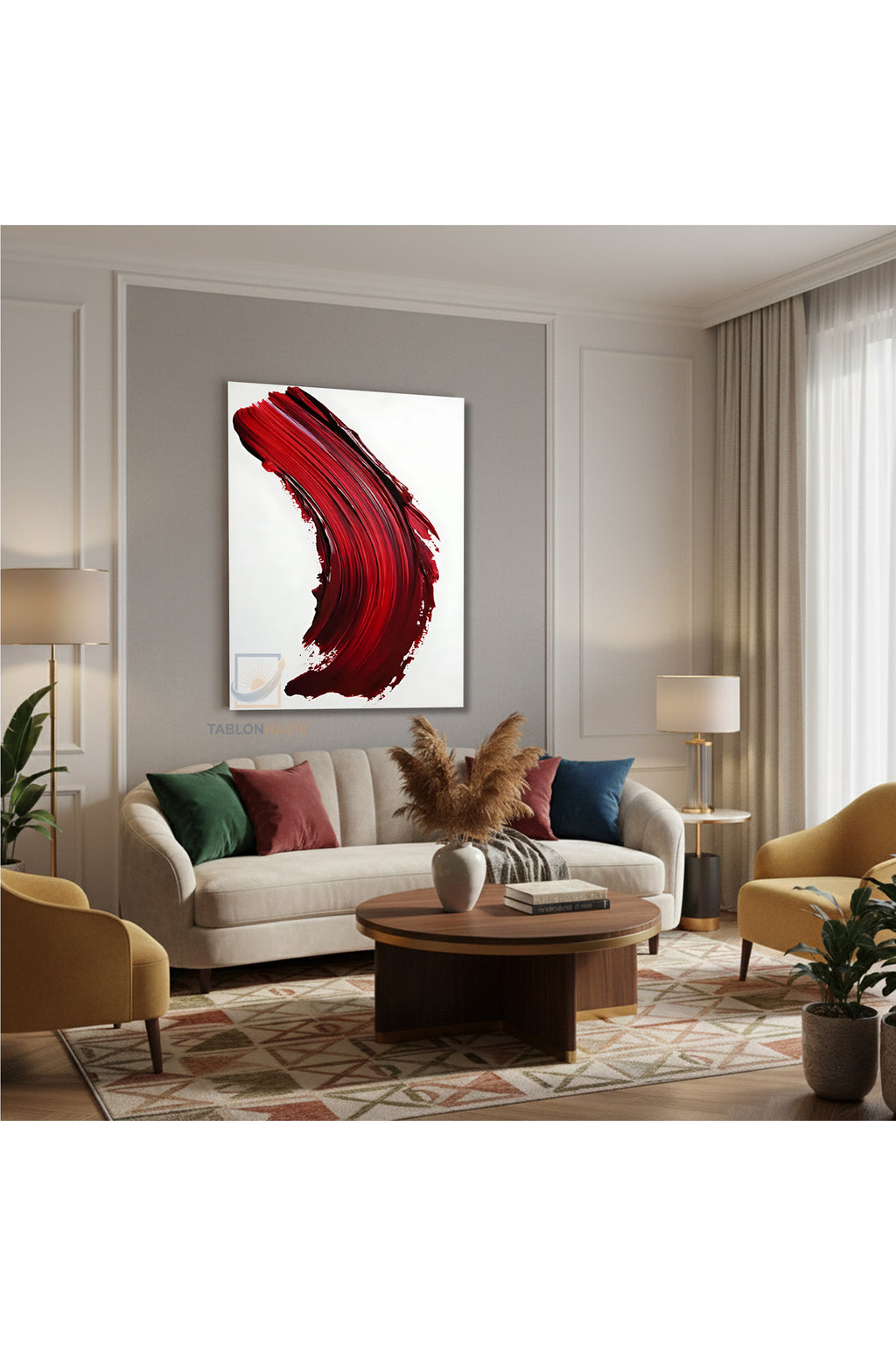 Dikey Kanvas Tablo Salon Duvar Tablosu Soyut 0015 Yeni Ev Hediyesi Ofis Tablosu