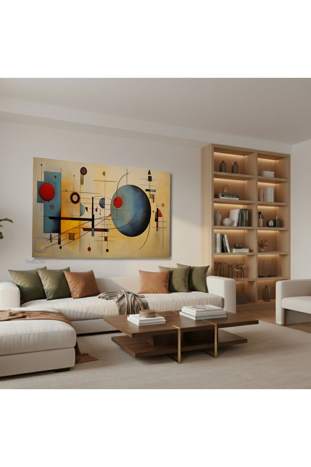 Yatay Kanvas Duvar Tablosu Geometrik Soyut Salon Tablosu Ofis Tablosu Yeni Ev Hediyesi Dekorasyon