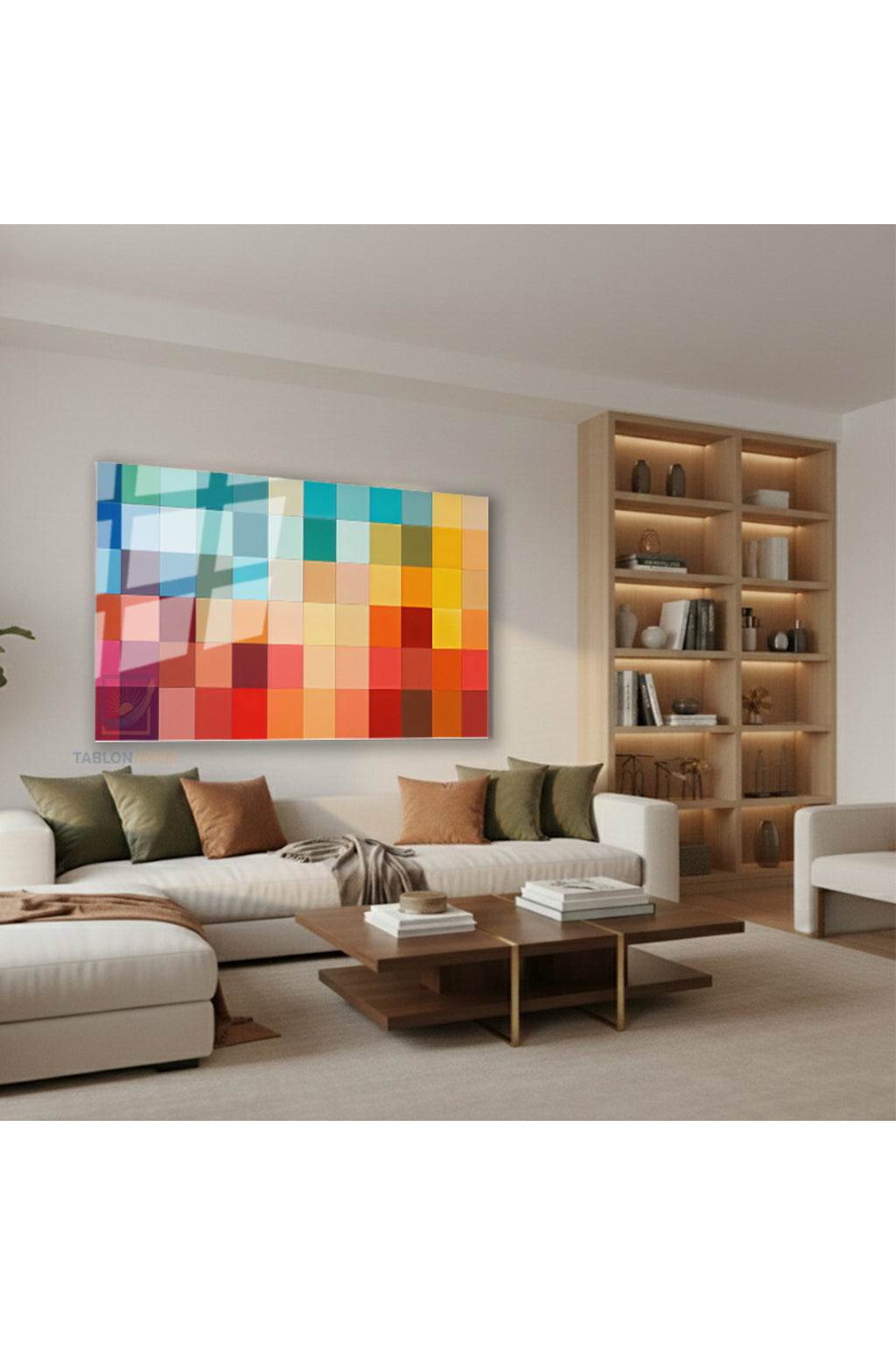 Yatay Cam Tablo Salon Duvar Tablosu Yatay Cam Renkkareleri Yeni Ev Hediyesi Ofis Tablosu