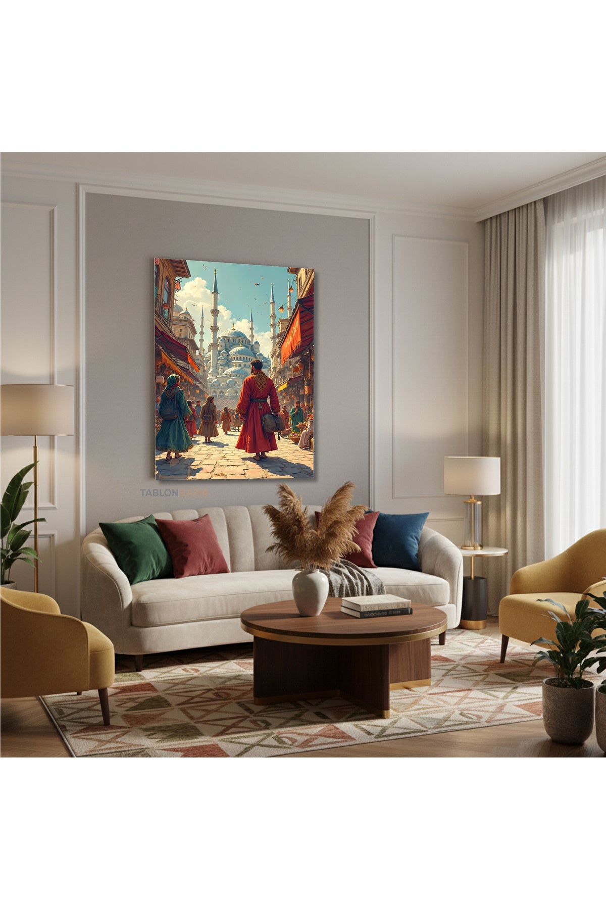 Dikey Kanvas Tablo Salon Duvar Tablosu Yapayzeka Osmanli Yeni Ev Hediyesi Ofis Tablosu