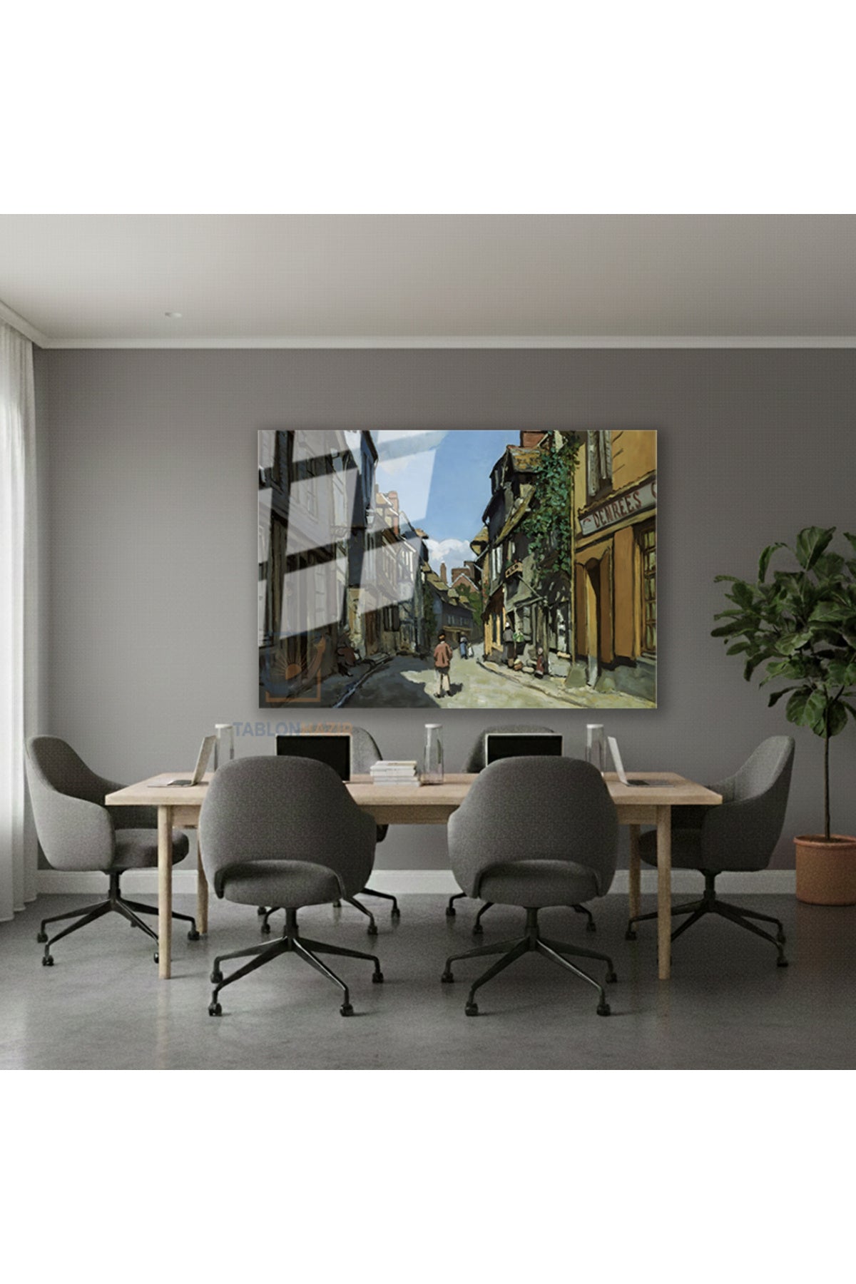 Yatay Cam Tablo Salon Duvar Tablosu Yatay Cam Sehrinsokaklari Yeni Ev Hediyesi Ofis Tablosu