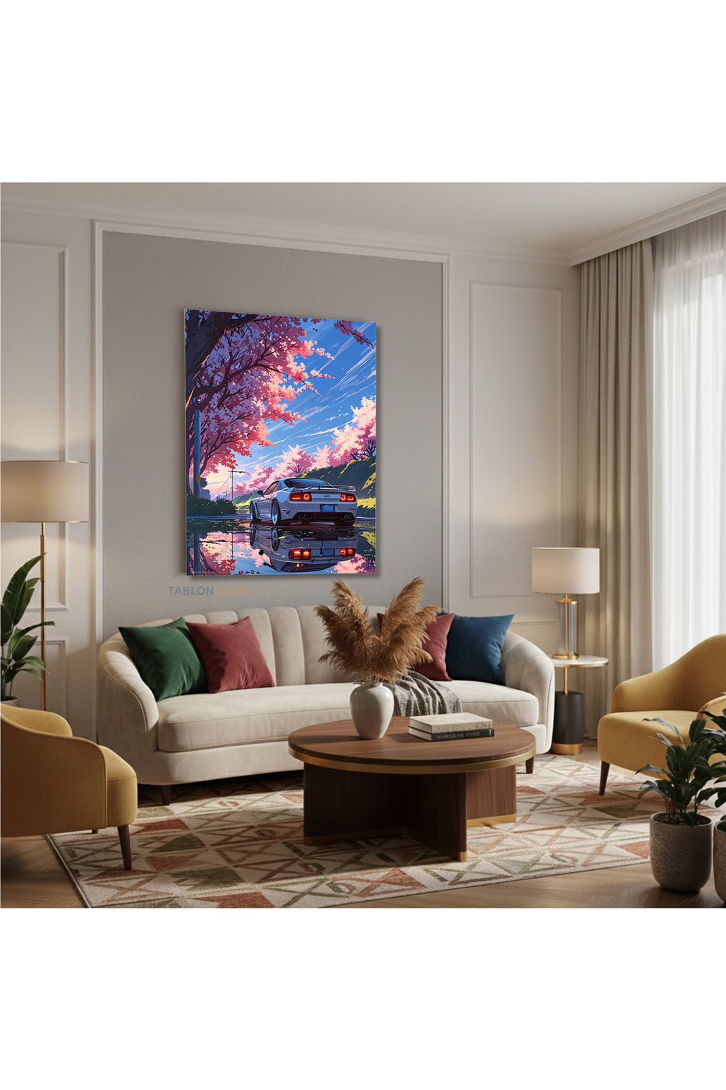 Dikey Kanvas Tablo Salon Duvar Tablosu BeyazarabaAğaç Yeni Ev Hediyesi Ofis Tablosu