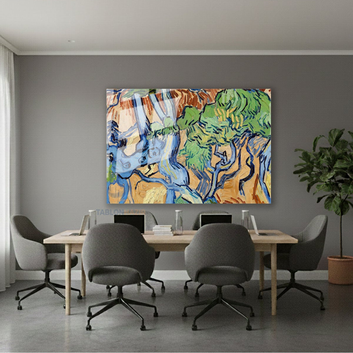 Yatay Cam Tablo Salon Duvar Tablosu Yatay Cam Soyutsanat Yeni Ev Hediyesi Ofis Tablosu