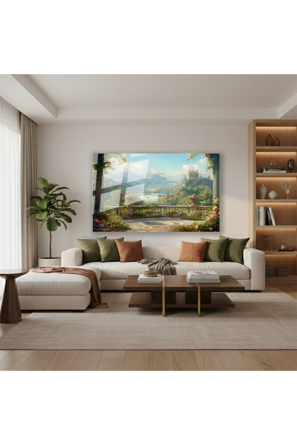 Yatay Cam Tablo Salon Duvar Tablosu Yatay Cam Kanvas Şatomanzara Yeni Ev Hediyesi Ofis Tablosu