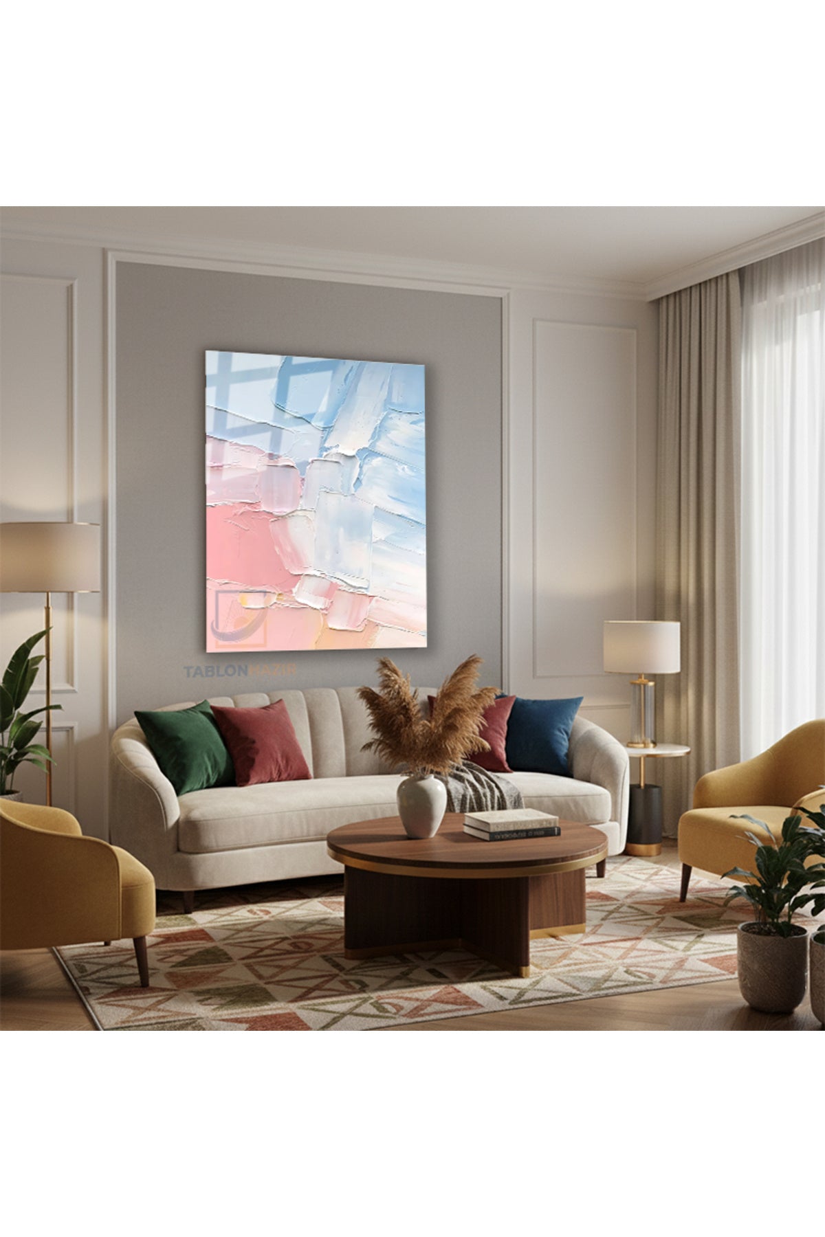 Dikey Cam Tablo Salon Duvar Tablosu Dikey Cam Soyut 0029 Yeni Ev Hediyesi Ofis Tablosu