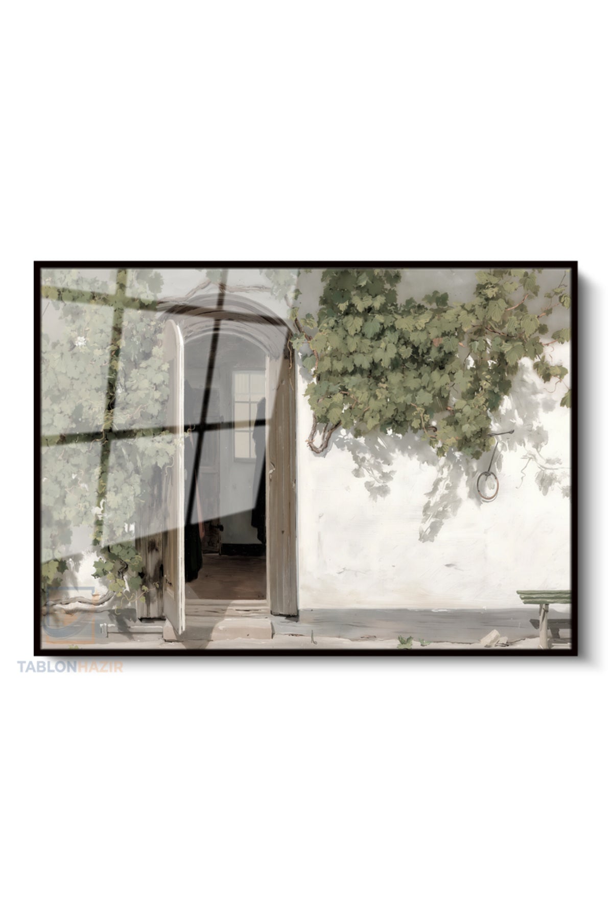 Çerçeveli Yatay Cam Tablo Salon Duvar Tablosu Yatay Cam Koyevi Yeni Ev Hediyesi Ofis Tablosu