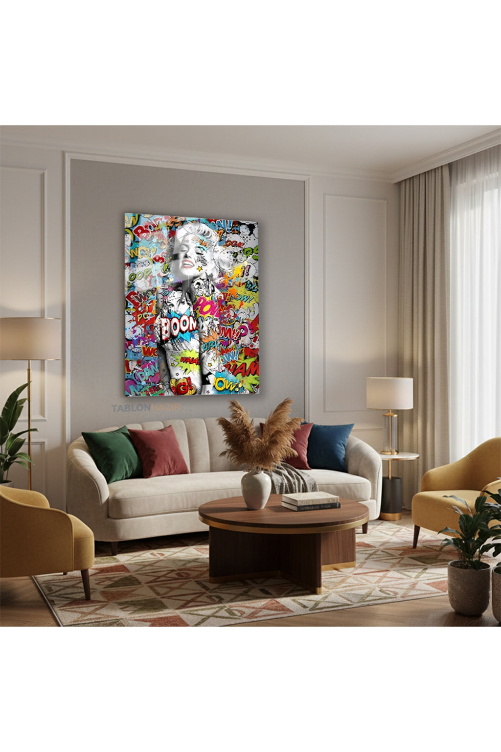 Dikey Cam Tablo Salon Duvar Tablosu Dikey Cam Mariliyn9 Yeni Ev Hediyesi Ofis Tablosu