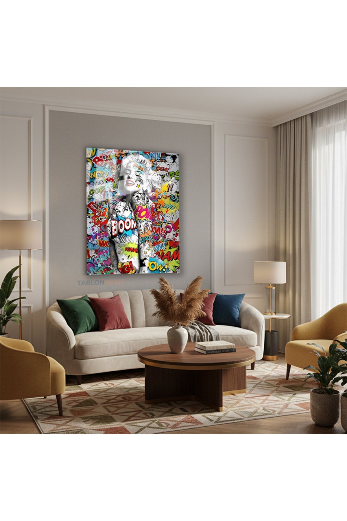 Dikey Cam Tablo Salon Duvar Tablosu Dikey Cam Mariliyn9 Yeni Ev Hediyesi Ofis Tablosu