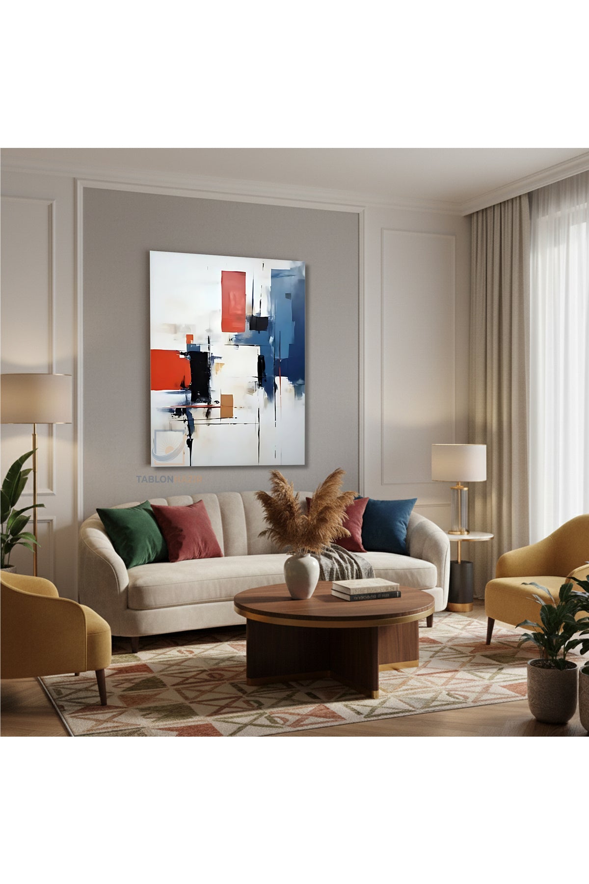 Dikey Kanvas Tablo Salon Duvar Tablosu Soyut 0042 1 Yeni Ev Hediyesi Ofis Tablosu