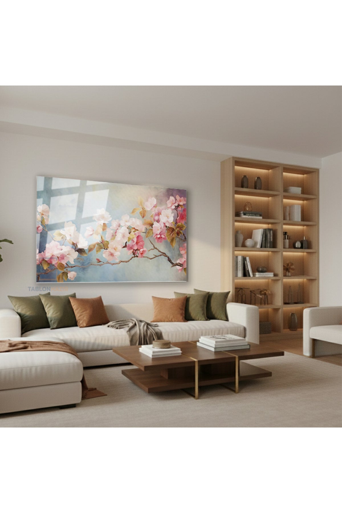 Yatay Cam Tablo Salon Duvar Tablosu Yatay Cam Pembegulagac Yeni Ev Hediyesi Ofis Tablosu