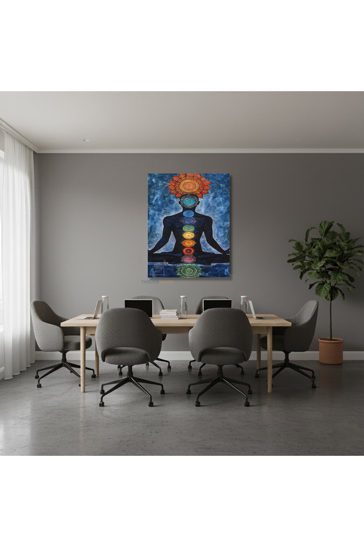 Dikey Kanvas Tablo Salon Duvar Tablosu Çakralar Yeni Ev Hediyesi Ofis Tablosu