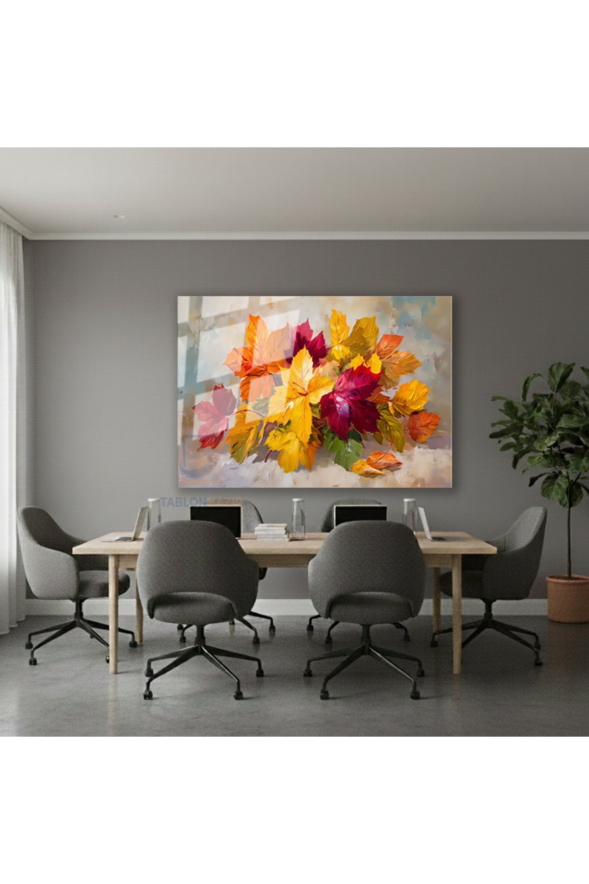 Yatay Cam Tablo Salon Duvar Tablosu Yatay Cam Sonbaharyapraklari3 Yeni Ev Hediyesi Ofis Tablosu