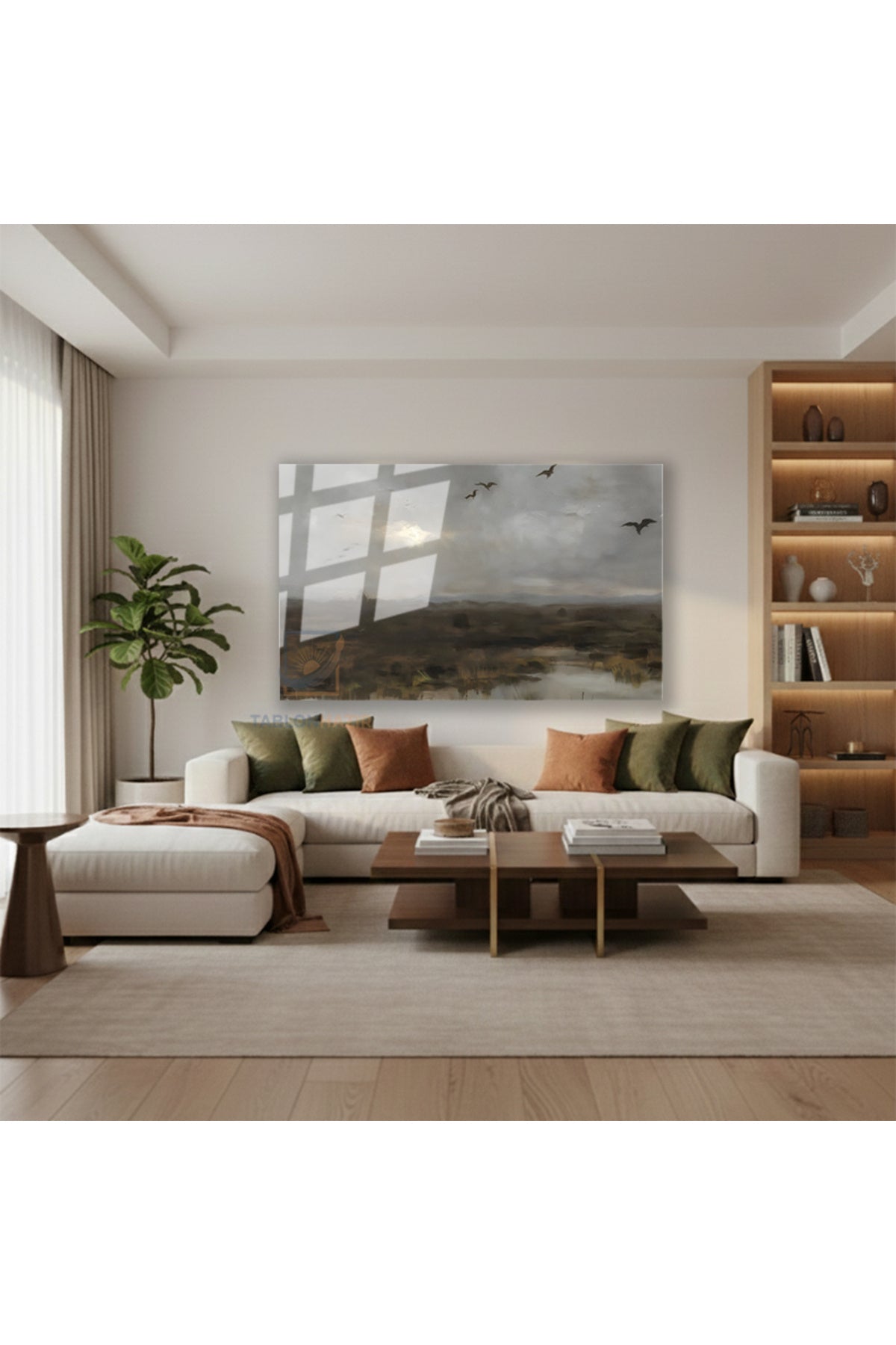 Yatay Cam Tablo Salon Duvar Tablosu Yatay Cam Vintagegokyuzu Yeni Ev Hediyesi Ofis Tablosu