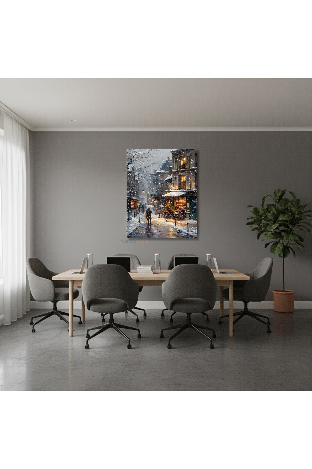 Dikey Kanvas Tablo Salon Duvar Tablosu Kar Yagmur Yeni Ev Hediyesi Ofis Tablosu