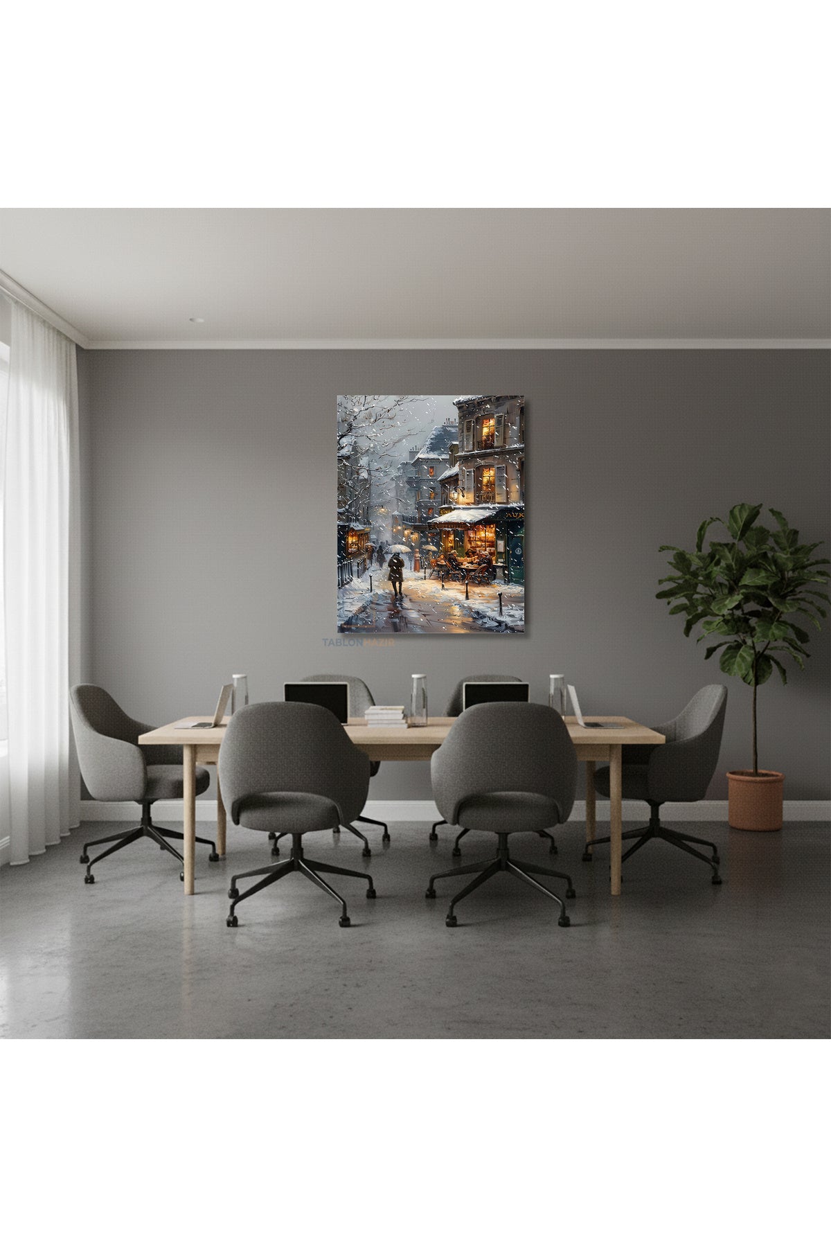 Dikey Kanvas Tablo Salon Duvar Tablosu Kar Yagmur Yeni Ev Hediyesi Ofis Tablosu