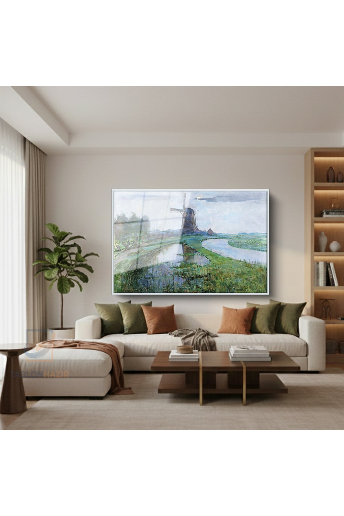 Çerçeveli Yatay Cam Tablo Salon Duvar Tablosu Yatay Cam Vintagekirsalmanzarasi7 Ofis Tablosu