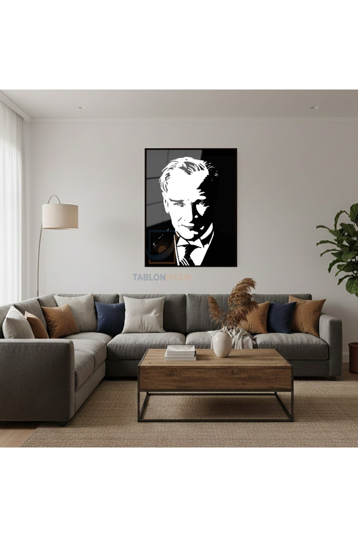 Dikey Çerçeveli Cam Cam Ata 003 Modern Ev Dekoru Duvar Sanatı Ev Ofis Tablosu