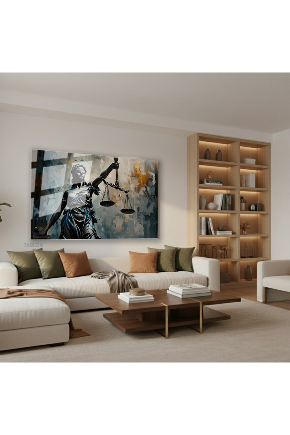 Yatay Cam Tablo Salon Duvar Tablosu Yatay Cam Gri Hukuk Tablosu Yeni Ev Hediyesi Ofis Tablosu