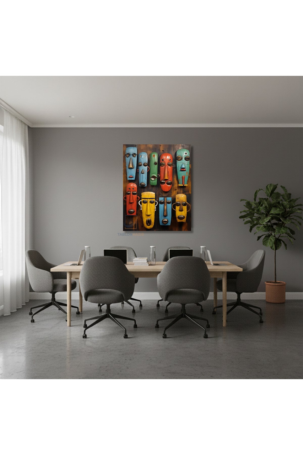 Dikey Kanvas Tablo Salon Duvar Tablosu Afrika Maske Yeni Ev Hediyesi Ofis Tablosu