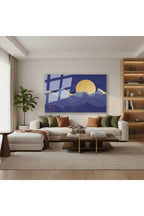 Yatay Cam Tablo Salon Duvar Tablosu Yatay Cam Mavidalgalar Yeni Ev Hediyesi Ofis Tablosu