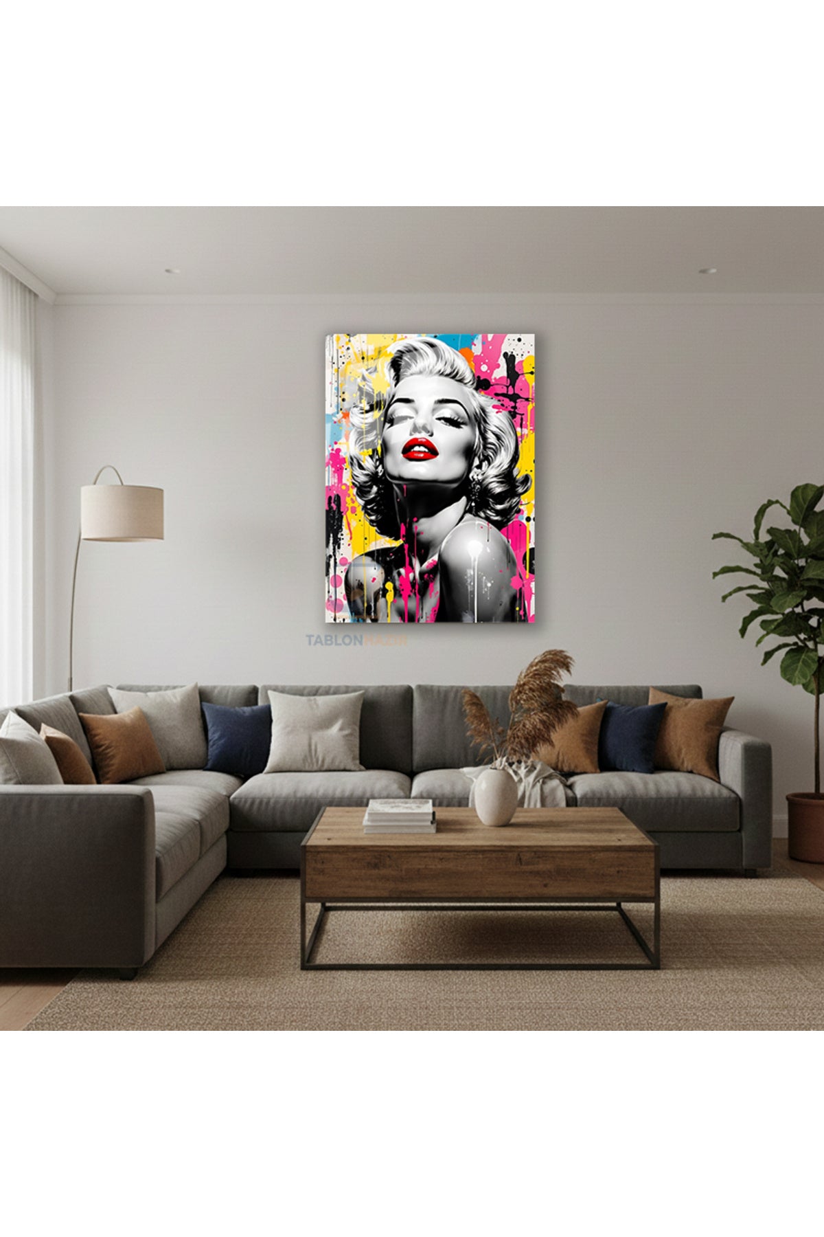 Dikey Cam Tablo Salon Duvar Tablosu Dikey Cam Mariliyn5 Yeni Ev Hediyesi Ofis Tablosu